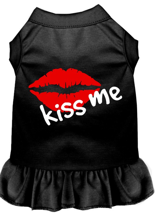 Kiss Me Screen Print Dress Black XS